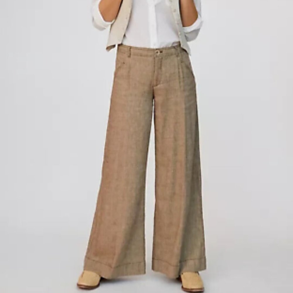Anthropologie Wide-Leg Trousers in Tan - Picture 2 of 10